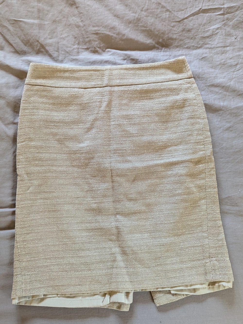 Ann Taylor Cream Textured Pencil Skirt